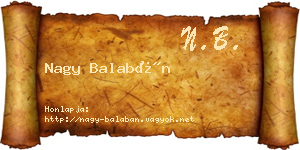 Nagy Balabán névjegykártya